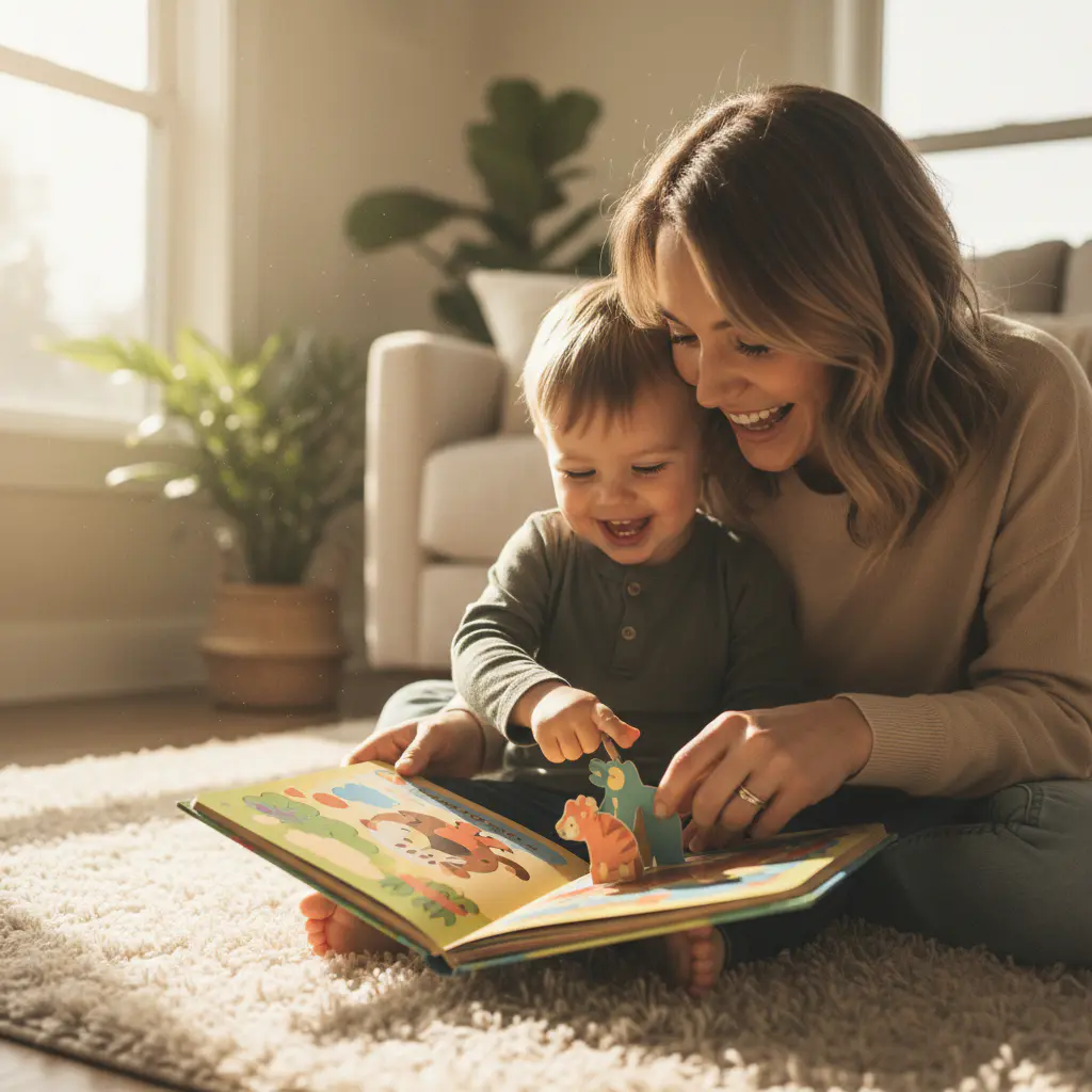 Niño leyendo un libro interactivo
